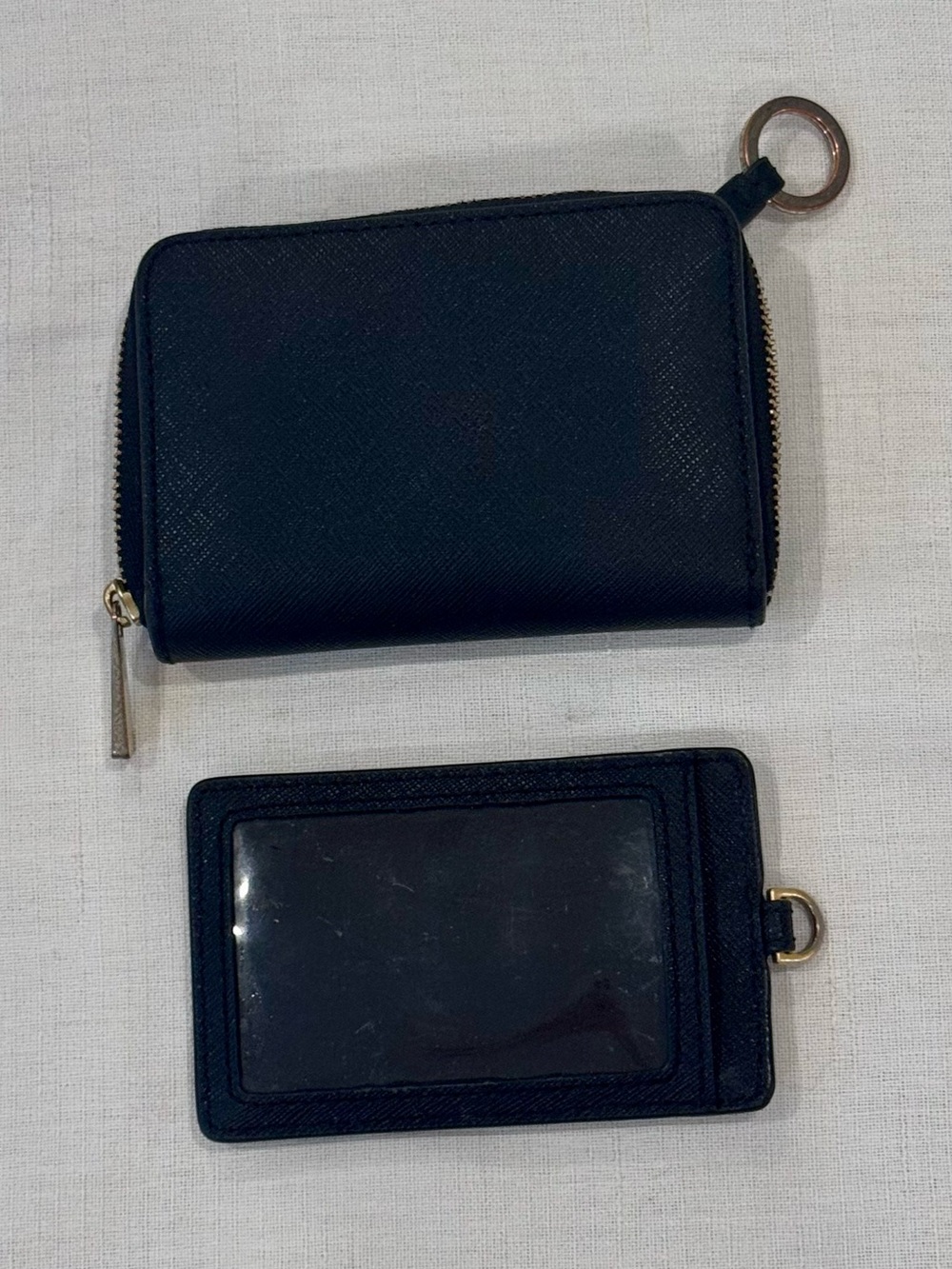 (BUNDLE) Tory Burch Black Zip Card Holder and Card Sleeve with Gold Logo - Picture 2 of 8